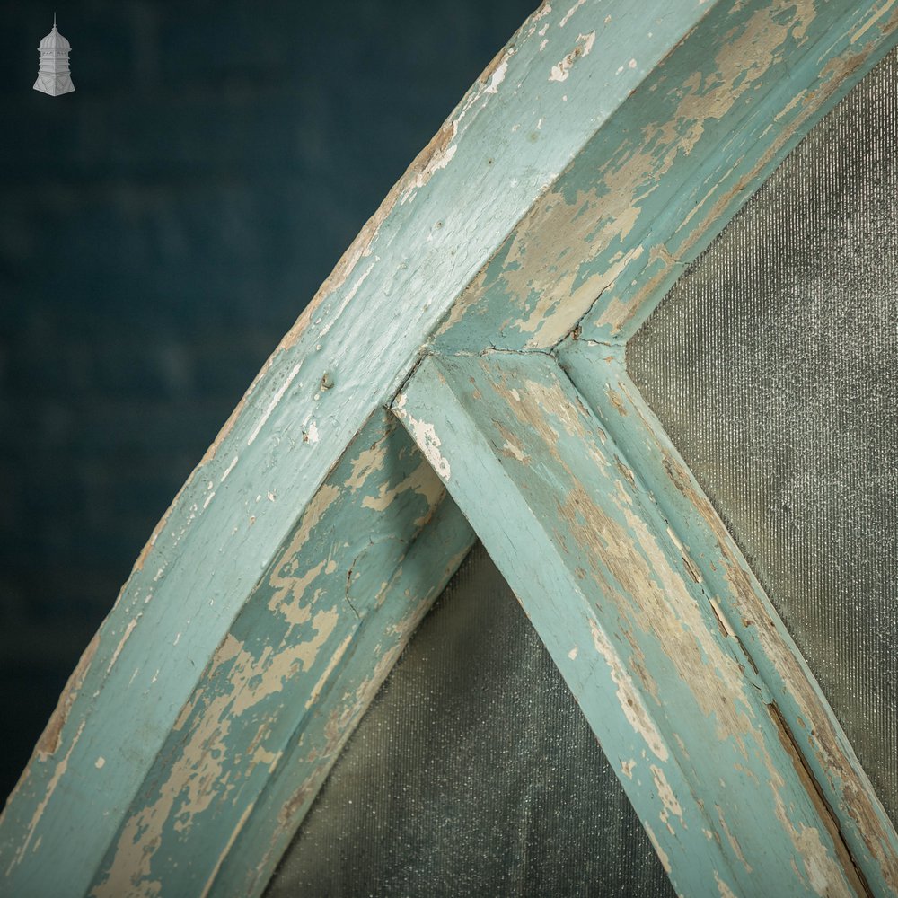 Gothic Arched Window, Distressed Paint Finish and Textured Glass