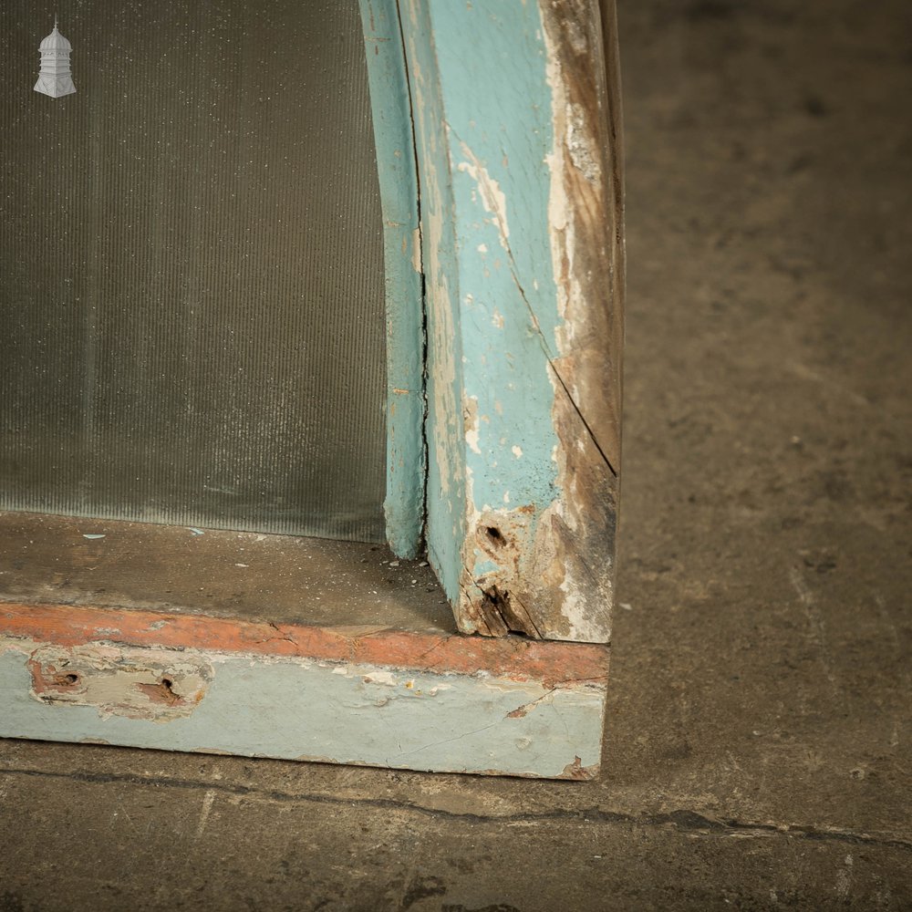 Gothic Arched Window, Distressed Paint Finish and Textured Glass