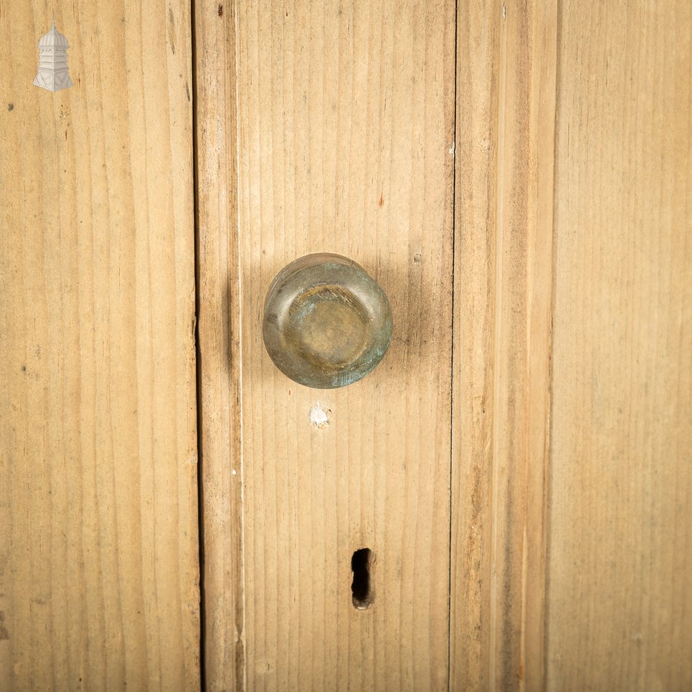 Pair of Small 19th C Stripped Pine Cupboard Doors with Moulded Panels & Beaded Hinge Rails