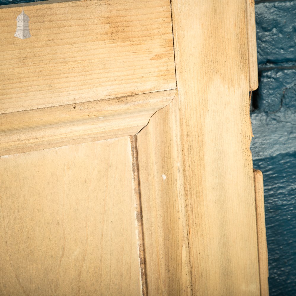 Pair of Small 19th C Stripped Pine Cupboard Doors with Moulded Panels & Beaded Hinge Rails