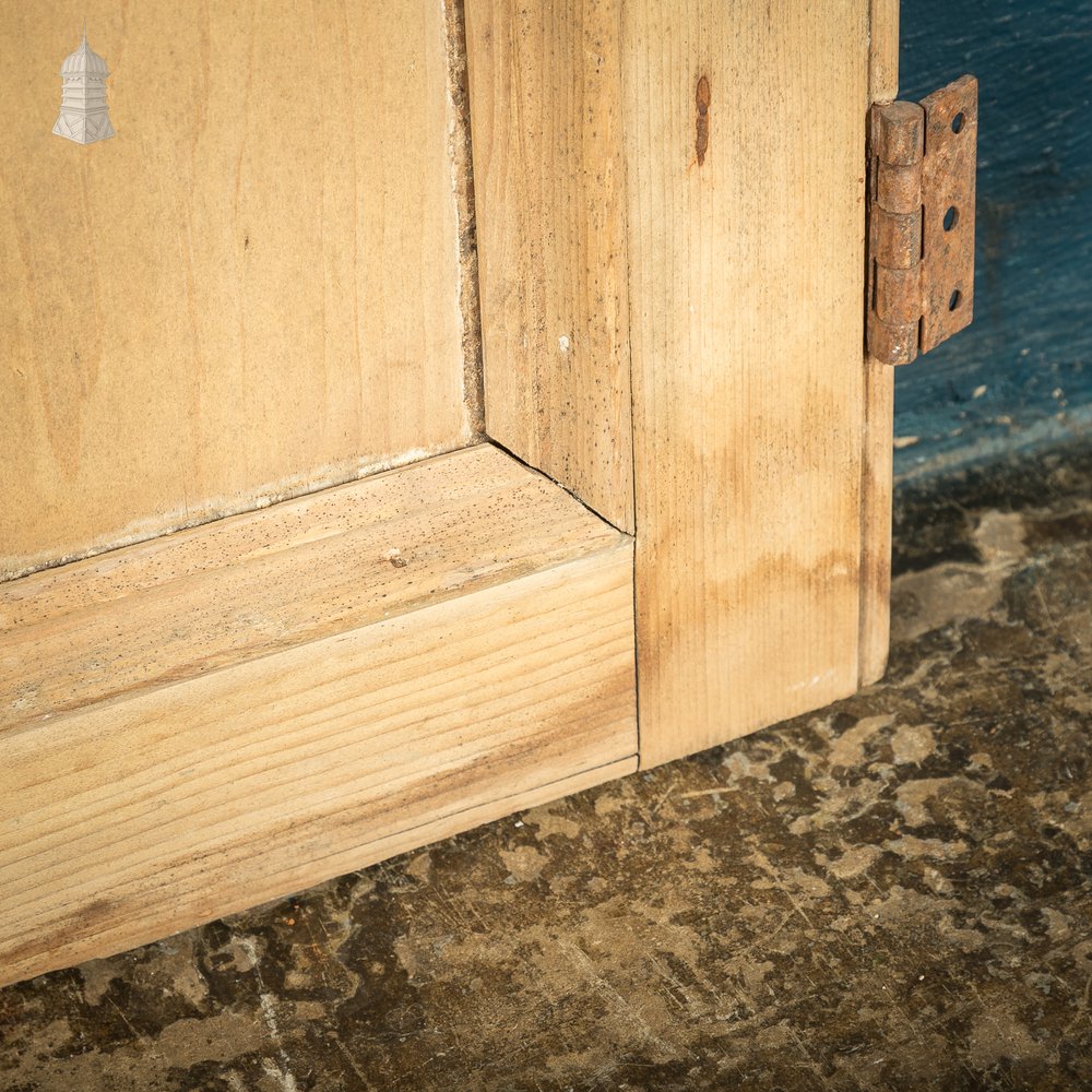 Pair of Small 19th C Stripped Pine Cupboard Doors with Moulded Panels & Beaded Hinge Rails