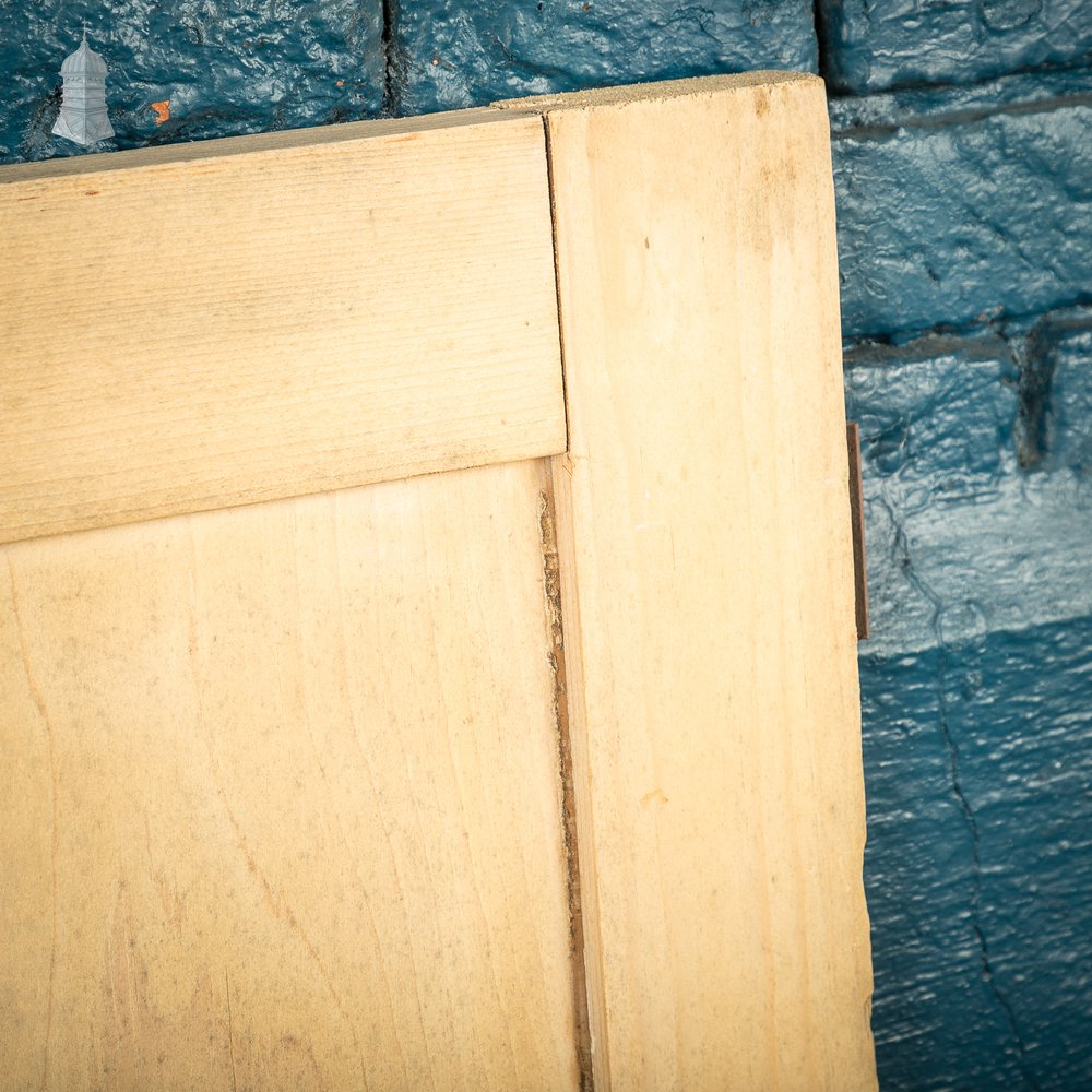 Pair of Small 19th C Stripped Pine Cupboard Doors with Moulded Panels & Beaded Hinge Rails