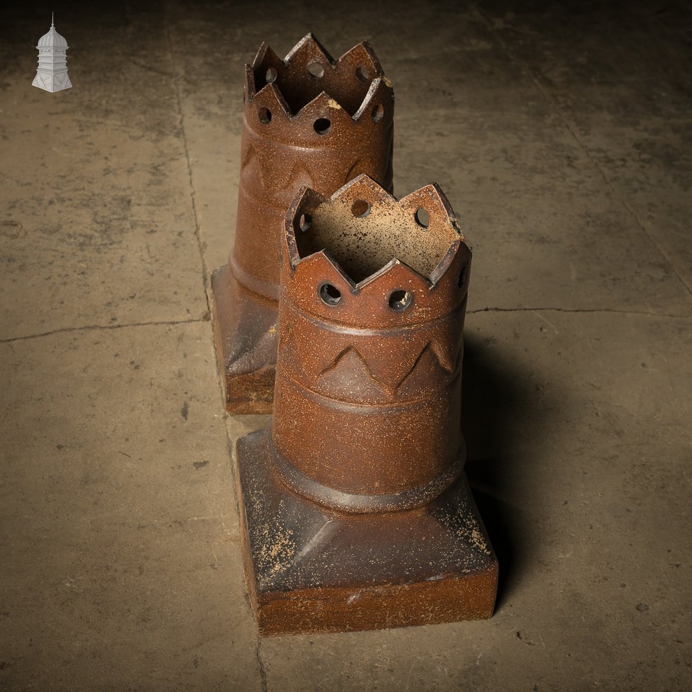 Bishop Crown Chimney Pots Pair – Salt Glazed Bradshaw's Patent