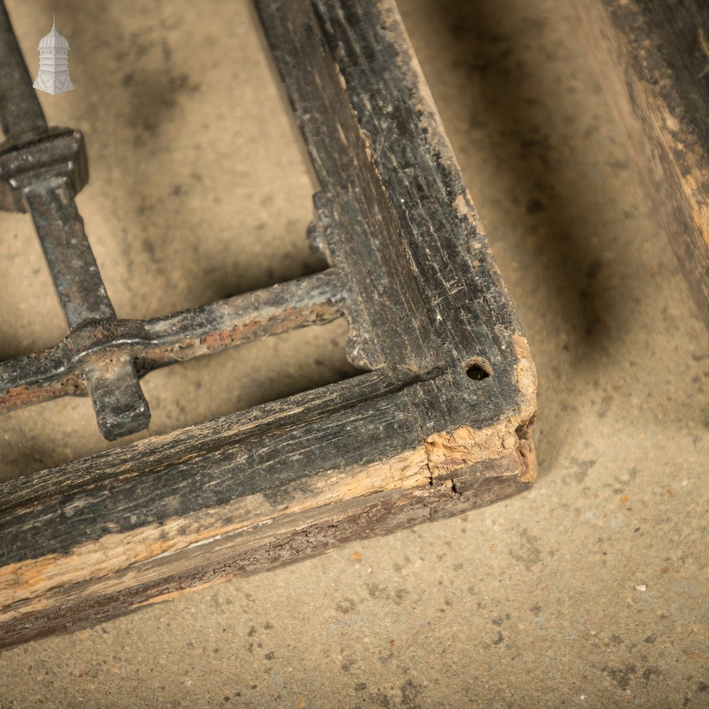 Gothic Gate Frames, 19th C Carved Oak with Cast Iron Elements