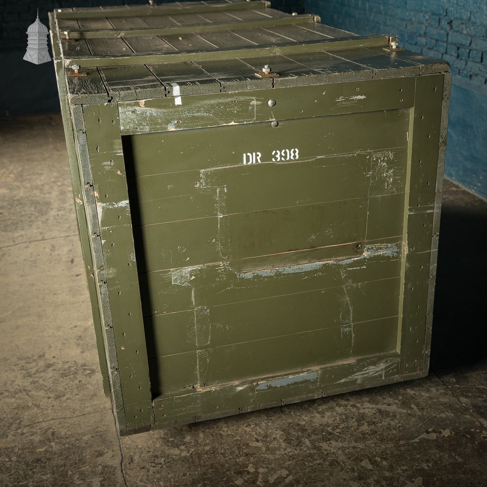 Large Green Painted Aircraft Parts Shipping Crate Reclaimed From a Norfolk RAF Base