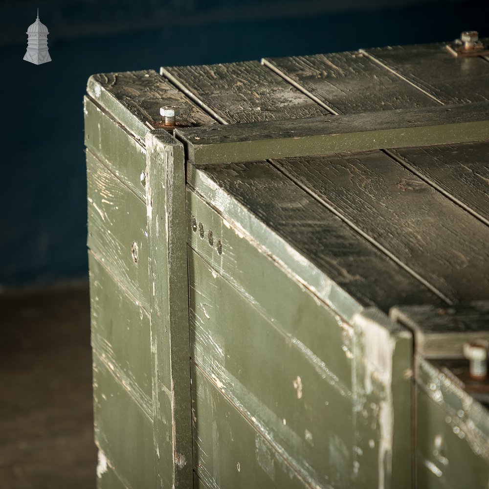 Large Green Painted Aircraft Parts Shipping Crate Reclaimed From a Norfolk RAF Base