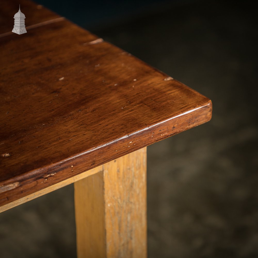 School Workbench Table, Mid Century Beech and Iroko Science Laboratory