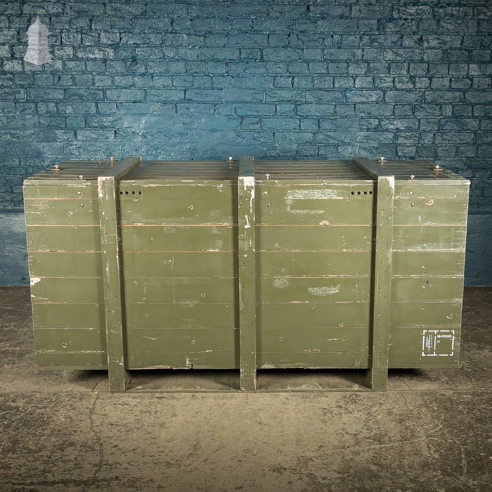 Large Green Painted Aircraft Parts Shipping Crate Reclaimed From a Norfolk RAF Base