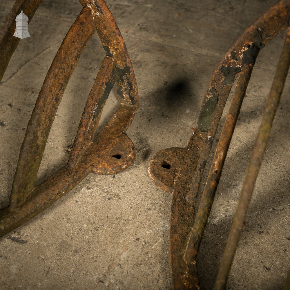 Equine Hay Baskets, Victorian Wrought Iron, Matched Pair