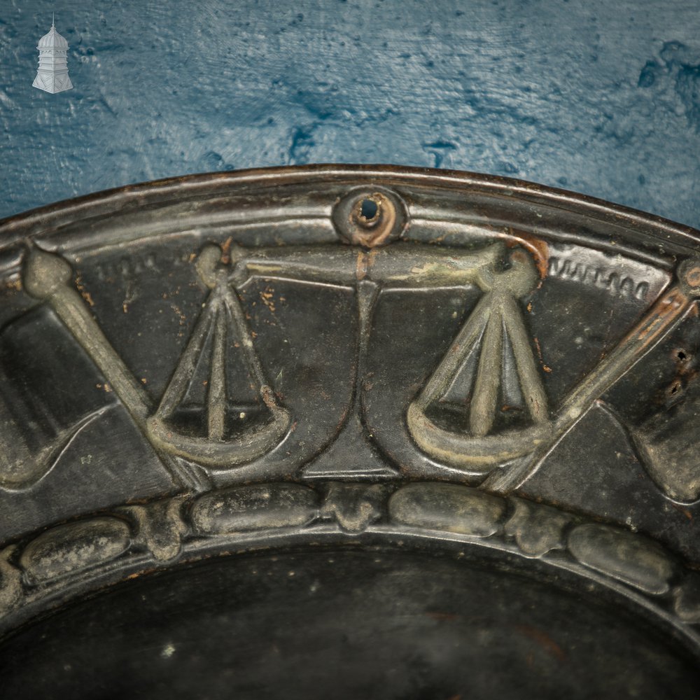 Court Bailiff Sign, French, Brass with painted logo “Etudes & Hussier Greffier” – Studies & Bailiff Clerk