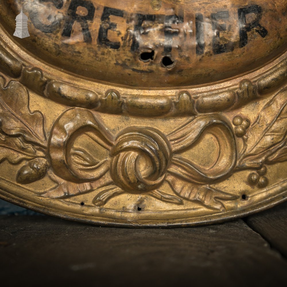 Court Bailiff Sign, French, Brass with painted logo “Etudes & Hussier Greffier” – Studies & Bailiff Clerk