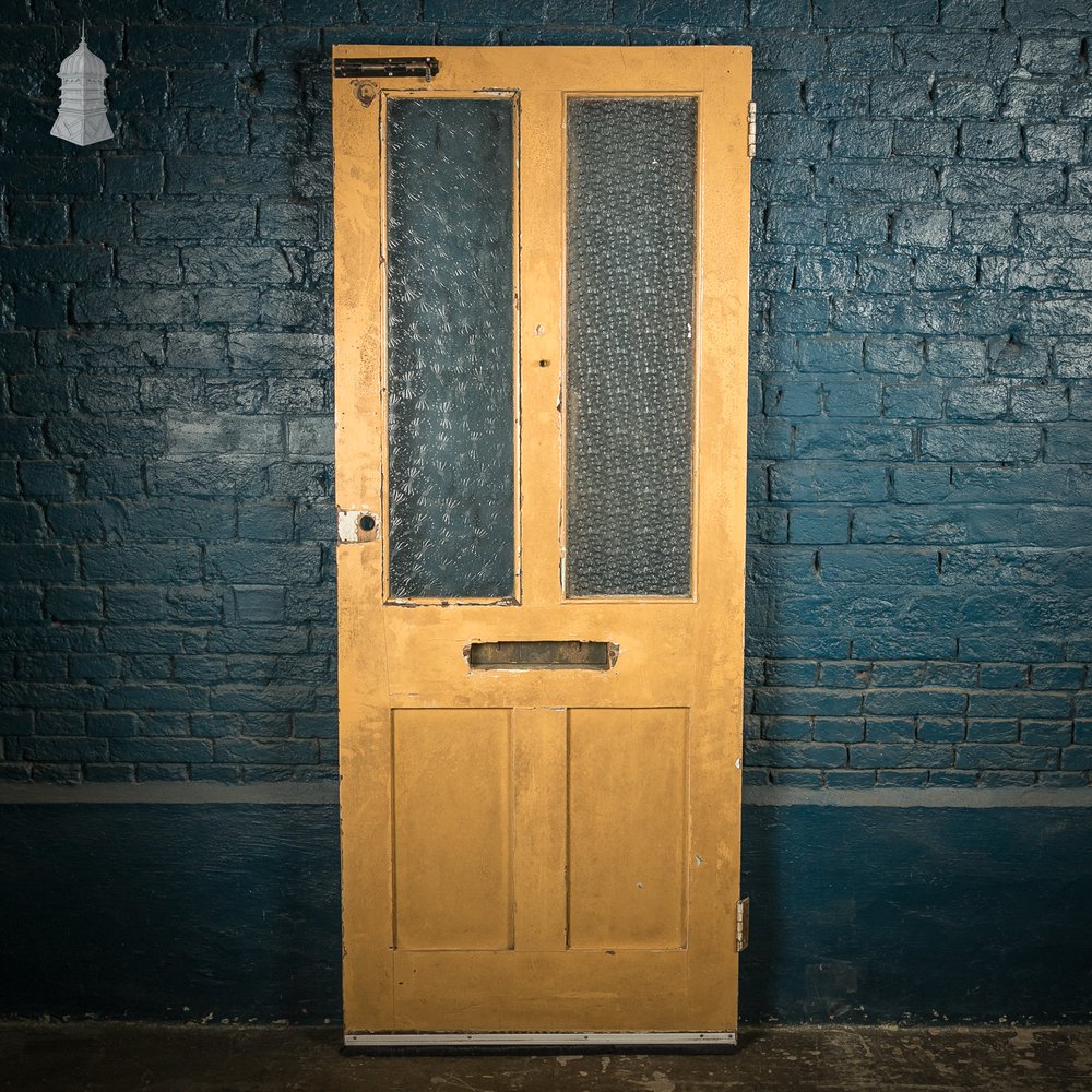 Glazed Paneled Door, With Door Hardware and Textured Glass