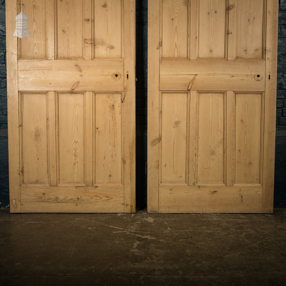 Paneled Pine Doors, Pair, 9 Panel