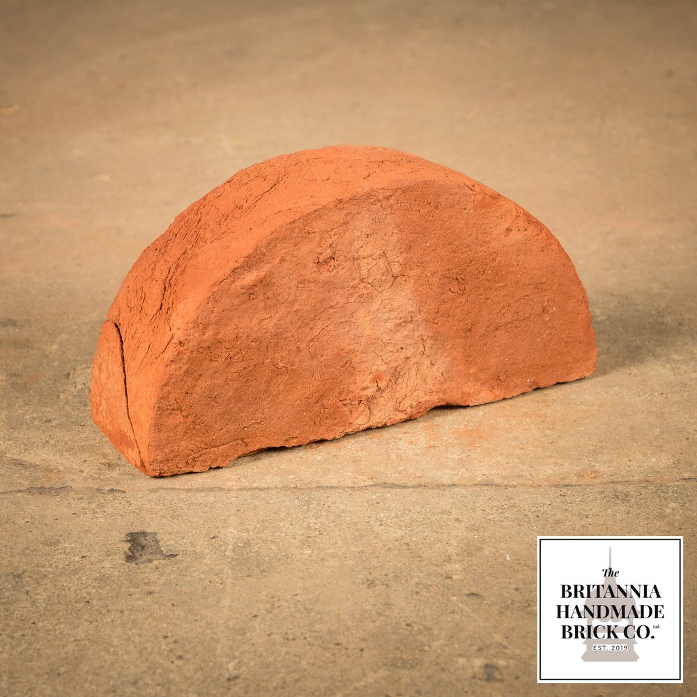 9" Half Round Handmade Red Coping Brick, 9 Inch Period Style Wall Copings