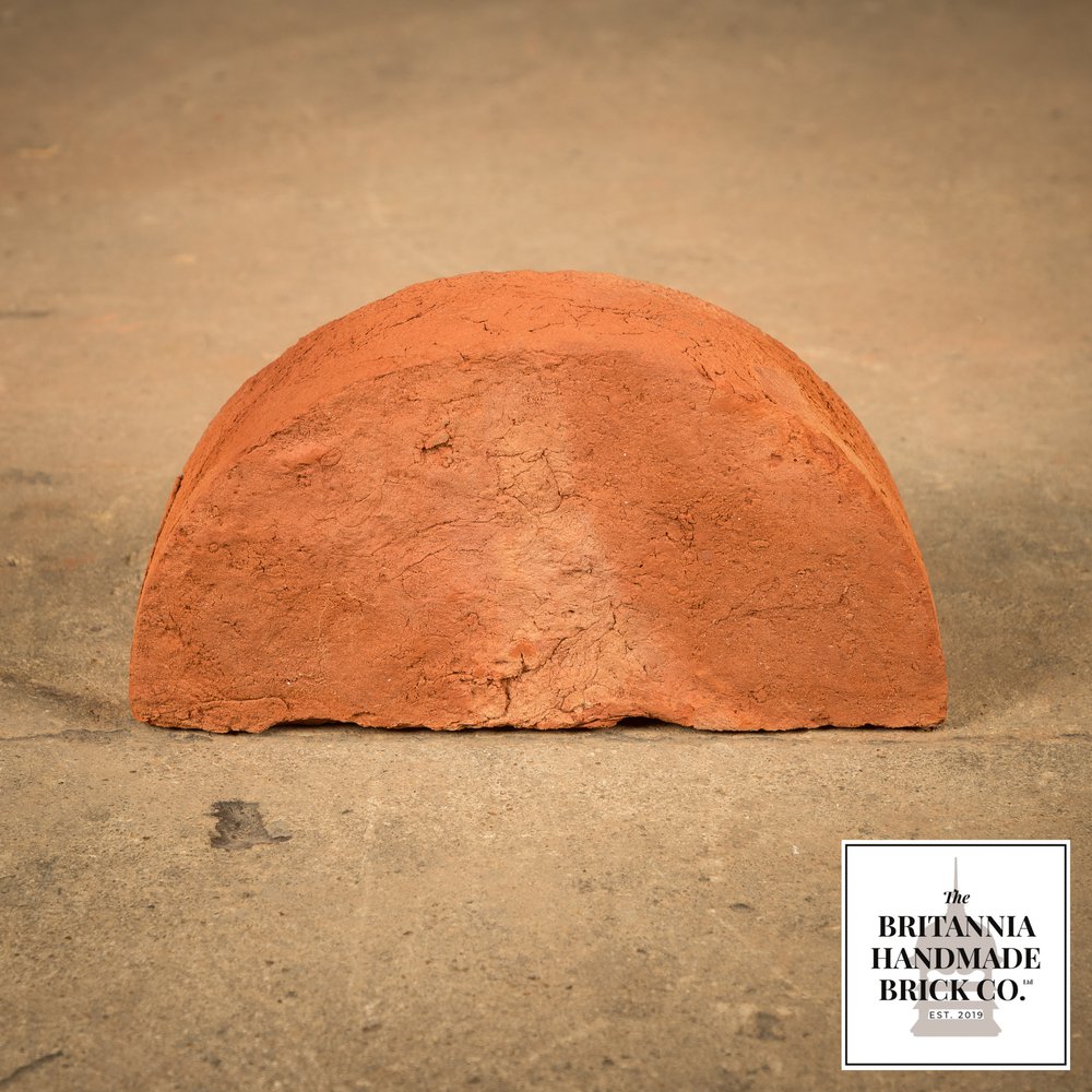 9" Half Round Handmade Red Coping Brick, 9 Inch Period Style Wall Copings