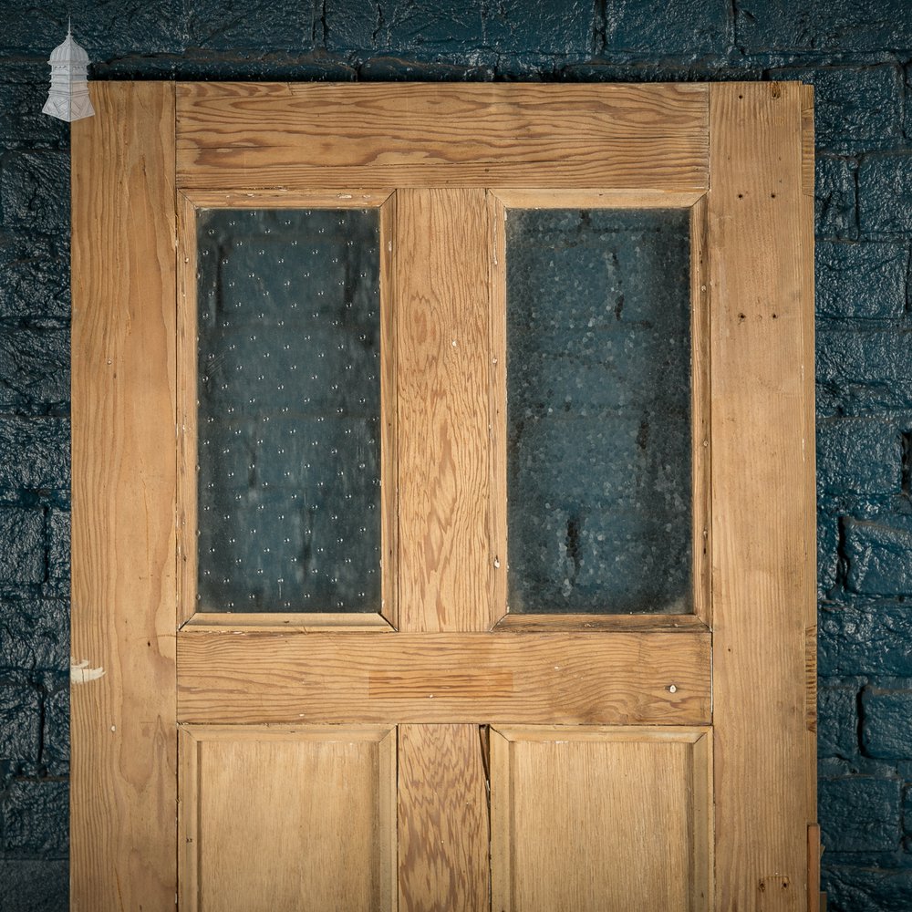 Glazed Pine Door, 4 Panels, 2 with textured glazing