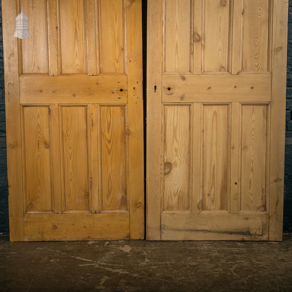 Paneled Pine Doors, Pair of 6 Panel Pine Doors