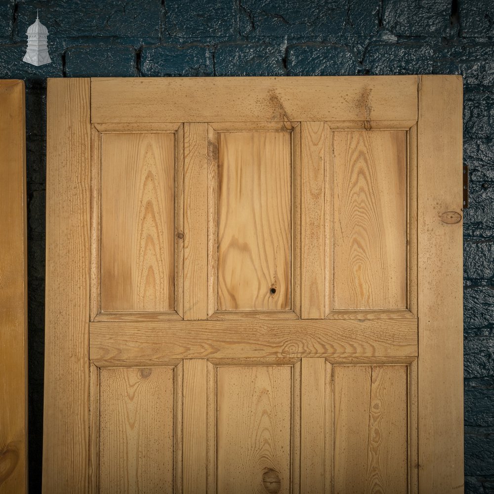 Paneled Pine Doors, Pair of 6 Panel Pine Doors