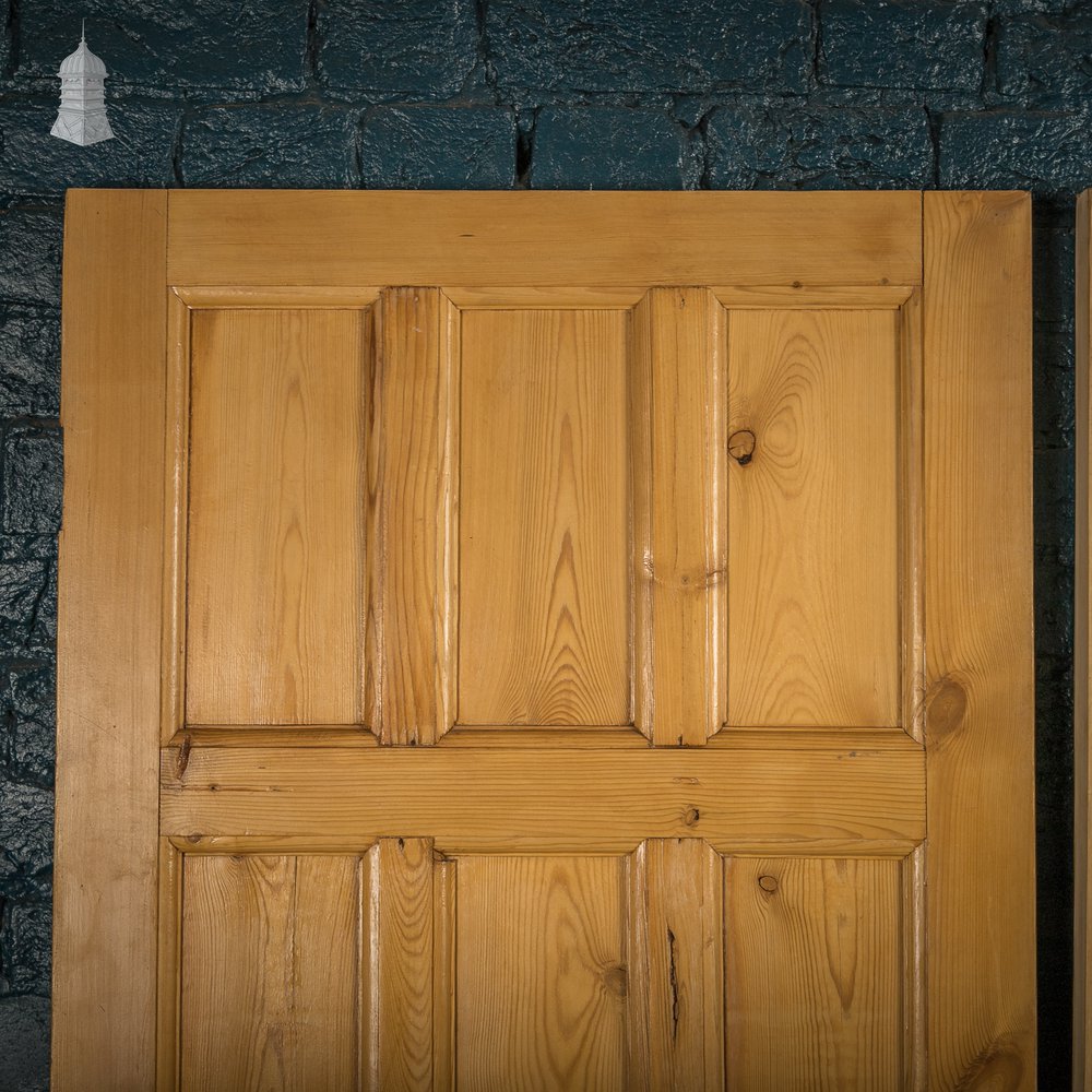 Paneled Pine Doors, Pair of 6 Panel Pine Doors