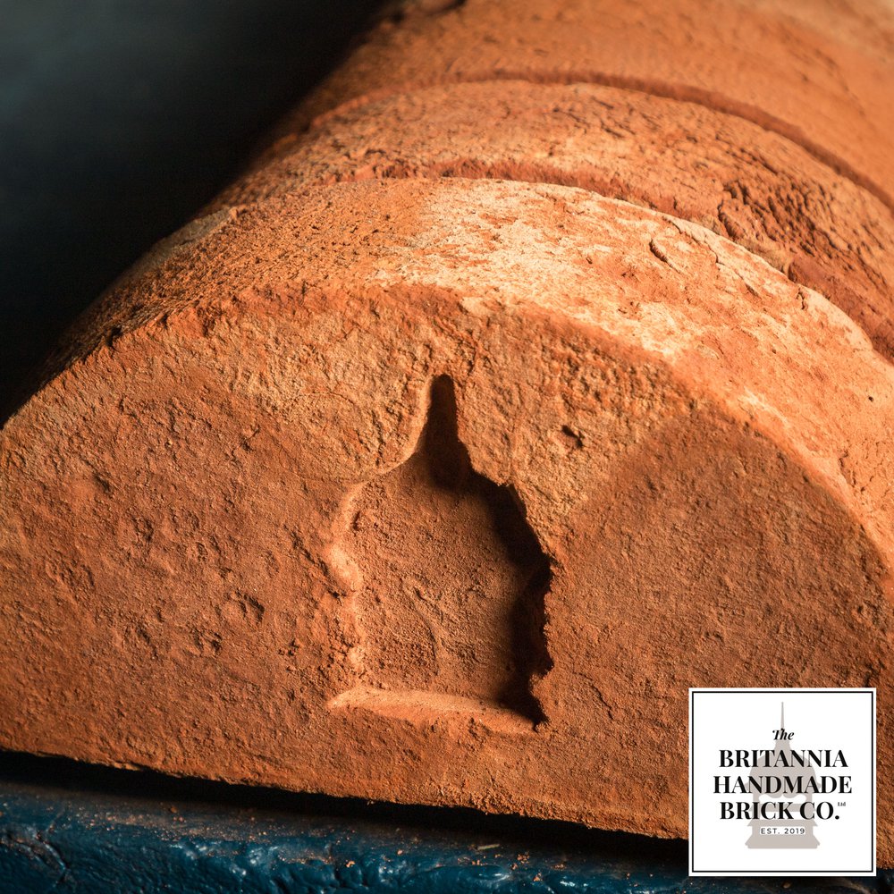 2 3/4" Half Round Handmade Red Coping Brick, Period Style Wall Copings