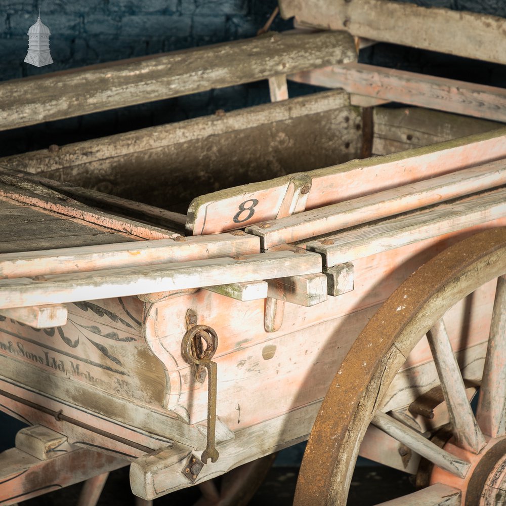 19th C Wooden Hermaphrodite Horse Drawn Haywain Cart Wagon