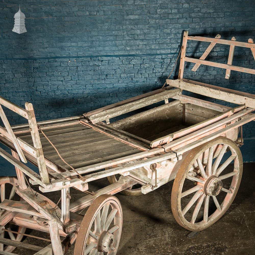 19th C Wooden Hermaphrodite Horse Drawn Haywain Cart Wagon