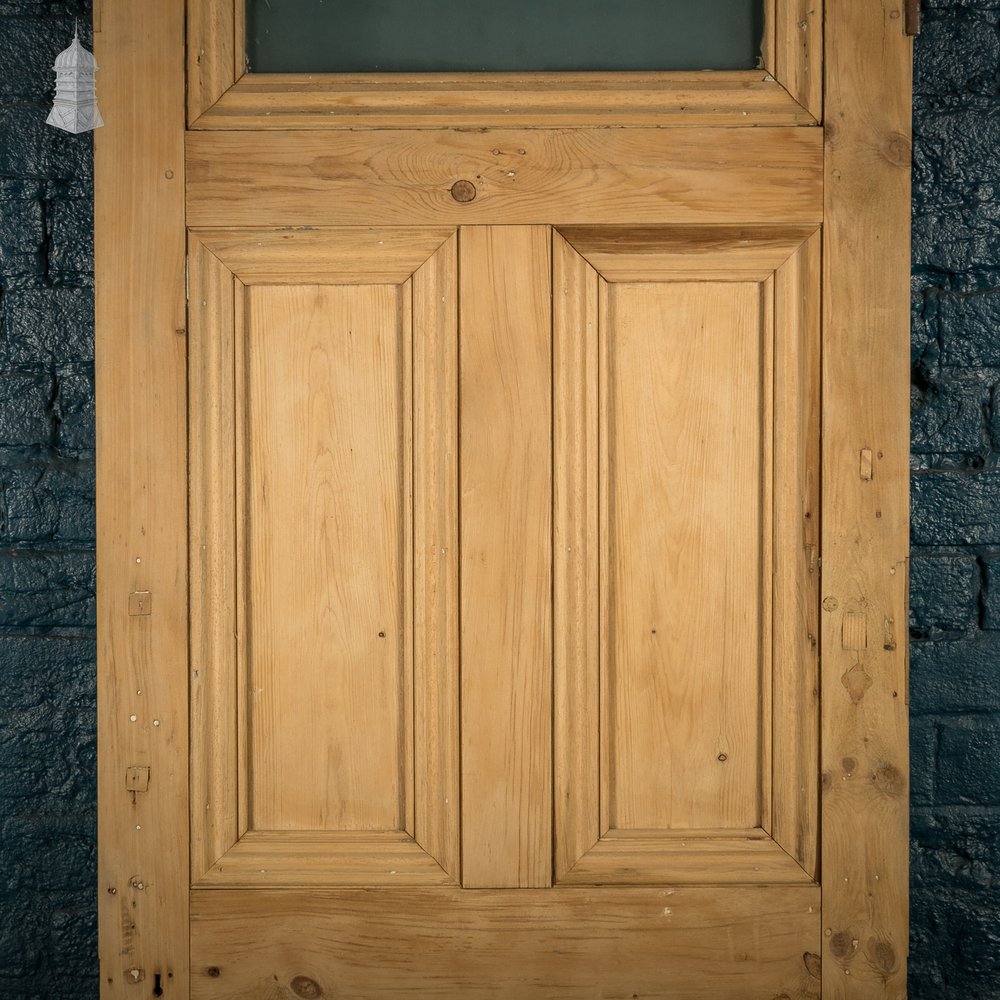 Glazed Pine Door, Pine 5 Panel, Textured Glass Top Panel