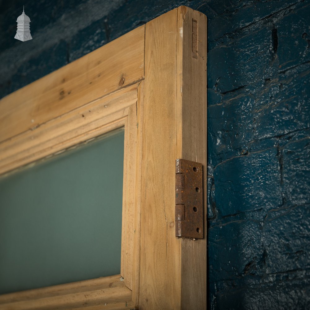 Glazed Pine Door, Pine 5 Panel, Textured Glass Top Panel