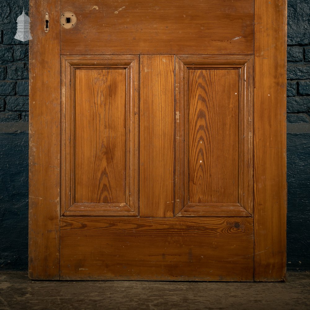 Glazed Pine Door, Pitch Pine, 6 Panels, 2 with Wired Glass