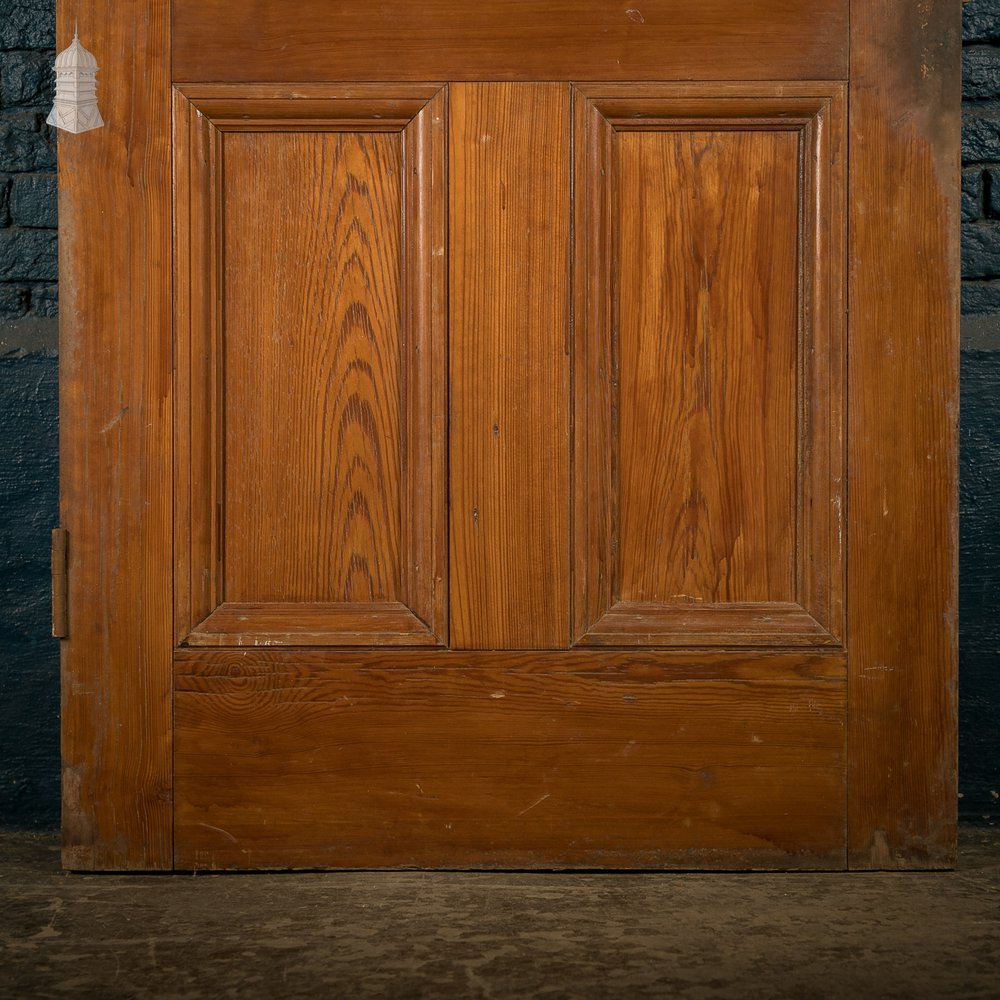 Glazed Pine Door, Pitch Pine, 6 Panels, 2 with Wired Glass