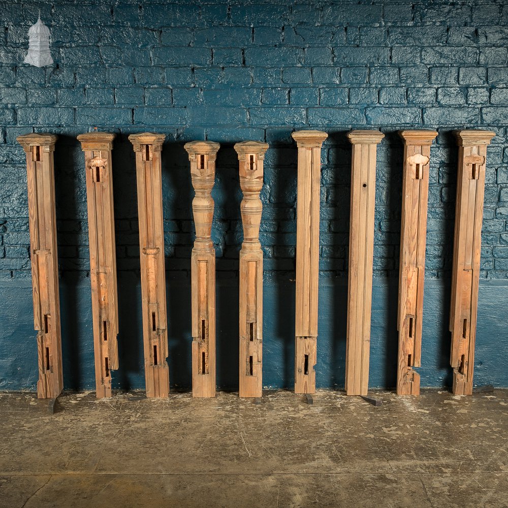 Batch of 9 Pitch Pine Newel Posts