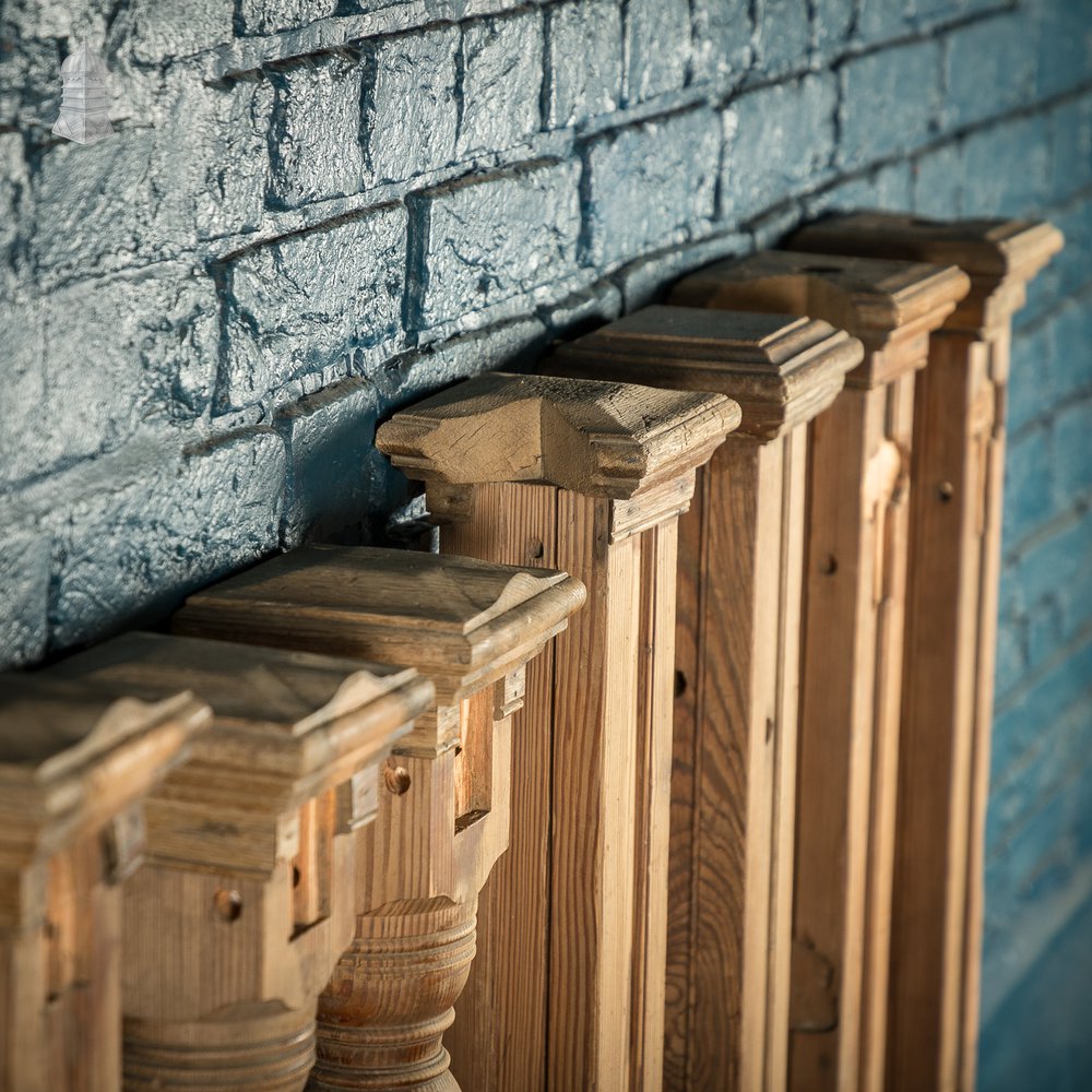 Batch of 9 Pitch Pine Newel Posts