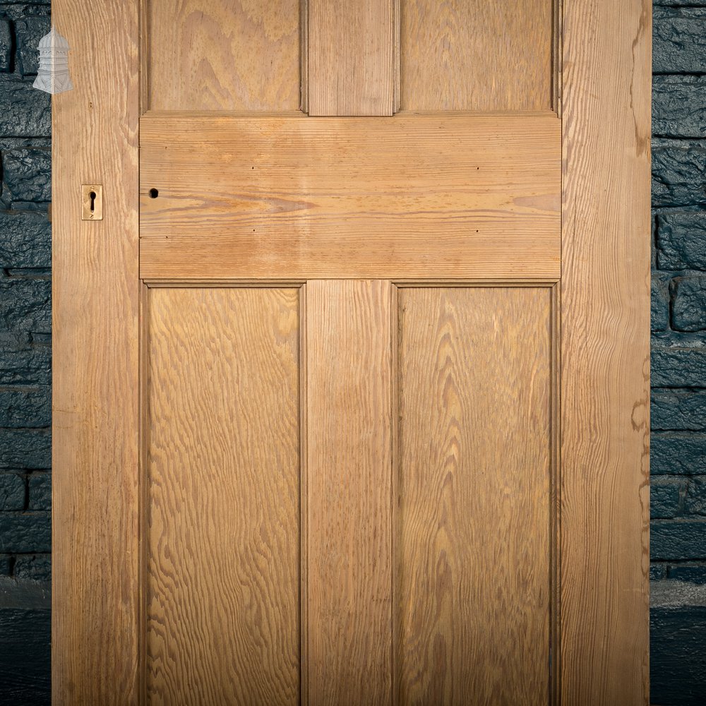 Glazed Pine Door, Pine 5 Panel, ‘Hammered’ Style Textured Glass Top Panel