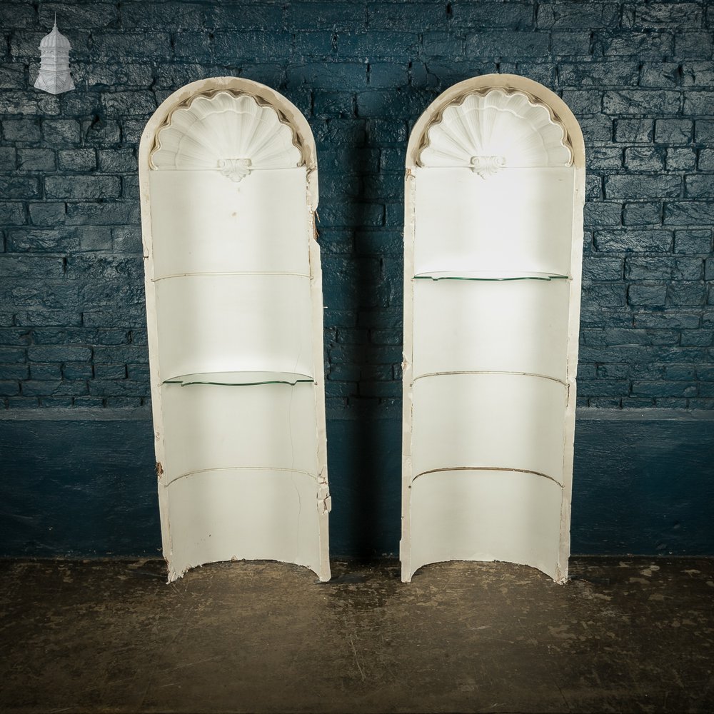 Pair of Early 20th C White Plaster Niche Alcove Shelves