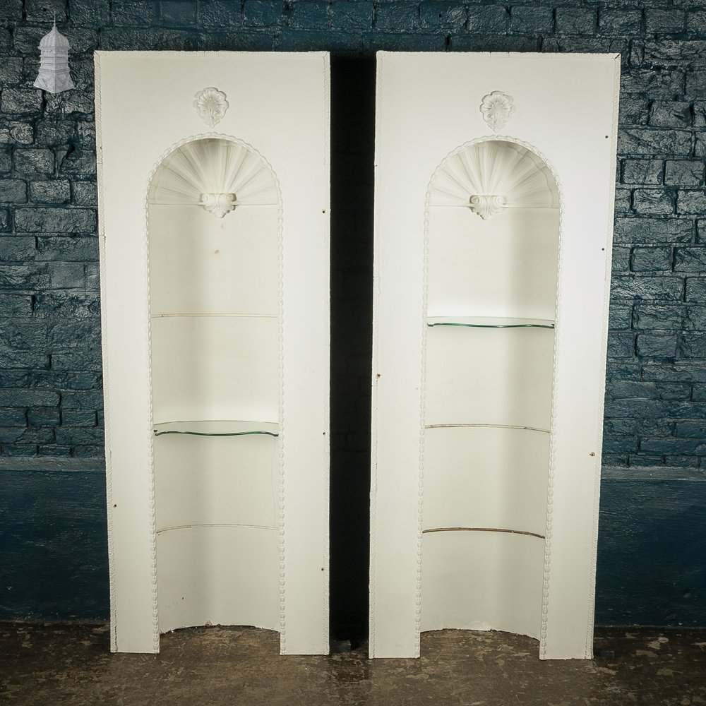 Pair of Early 20th C White Plaster Niche Alcove Shelves