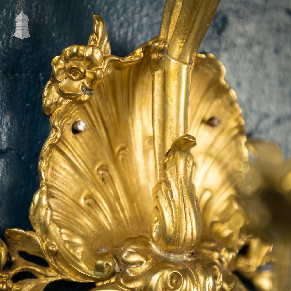 Rococo-style Wall Sconce Lamp, Cut Glass Shade