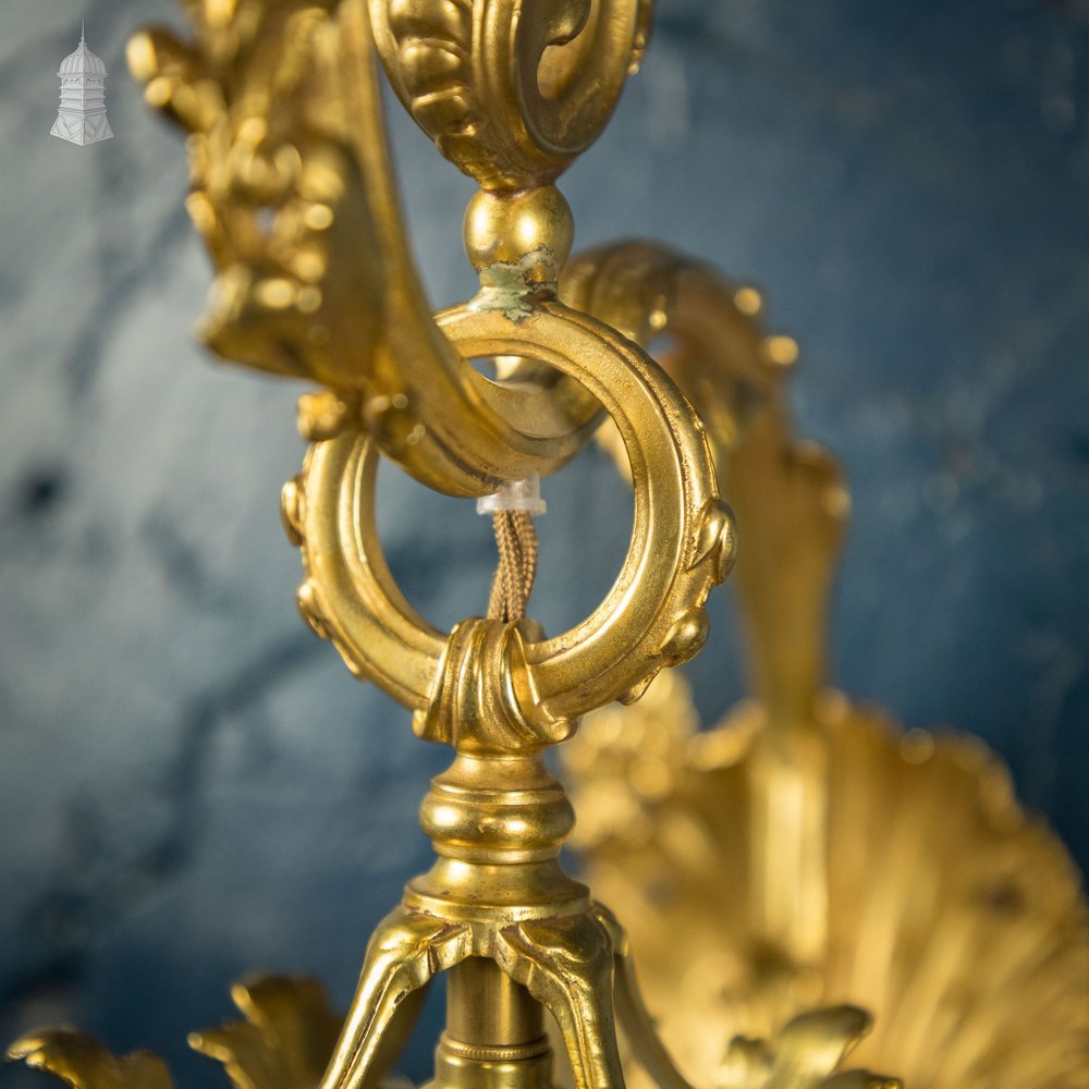 Rococo-style Wall Sconce Lamp, Cut Glass Shade