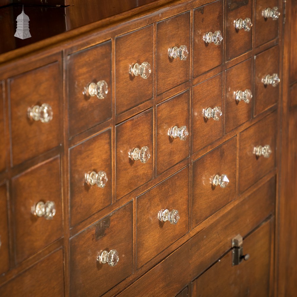 Large 19th C Mahogany Chemist Haberdashery Wall Shelving Unit with Drawers