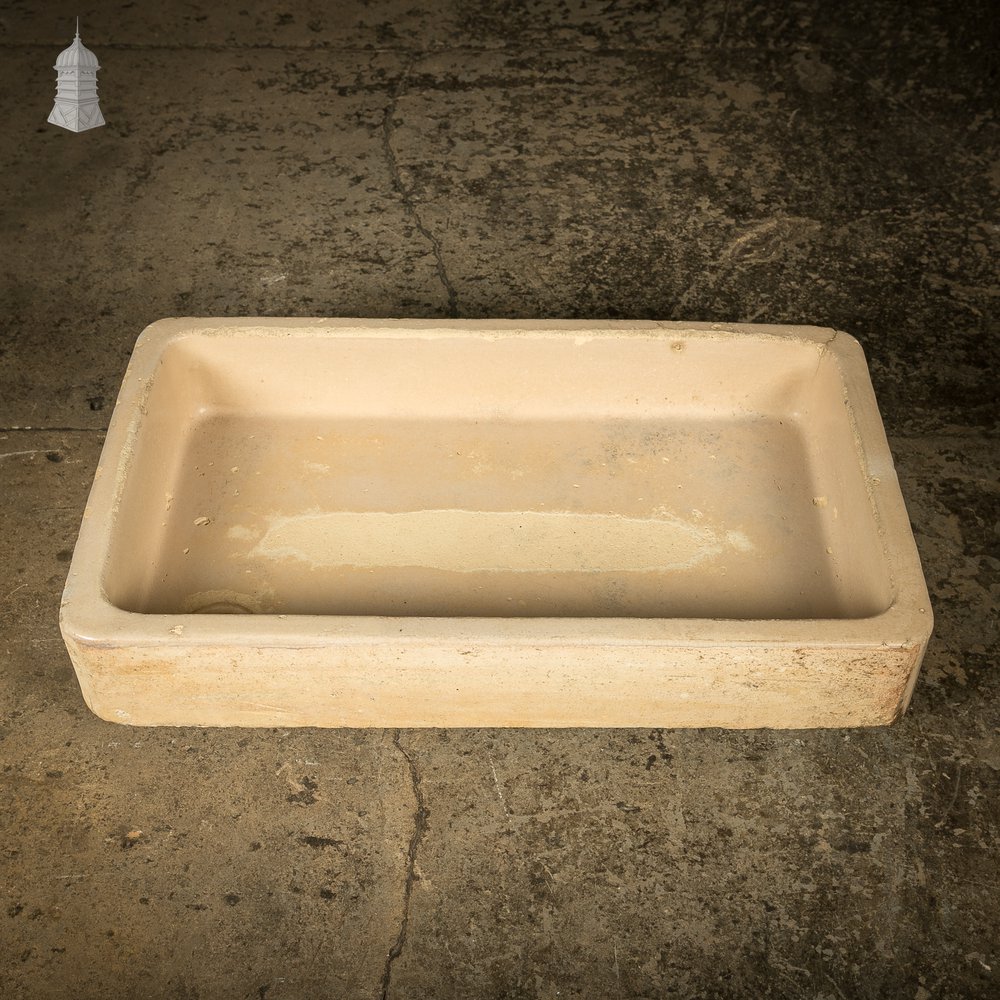 Georgian Cane Fluted Shallow Trough Sink with Worn Glazed Finish