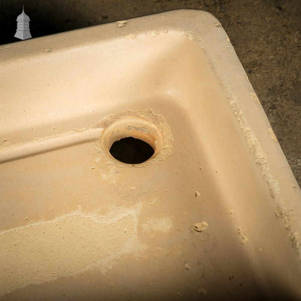 Georgian Cane Fluted Shallow Trough Sink with Worn Glazed Finish