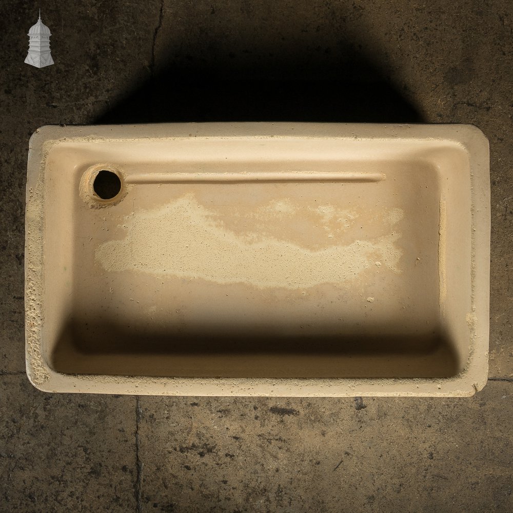 Georgian Cane Fluted Shallow Trough Sink with Worn Glazed Finish