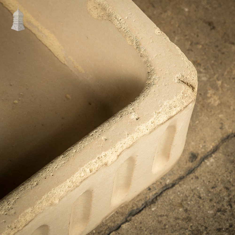 Georgian Cane Fluted Shallow Trough Sink with Worn Glazed Finish