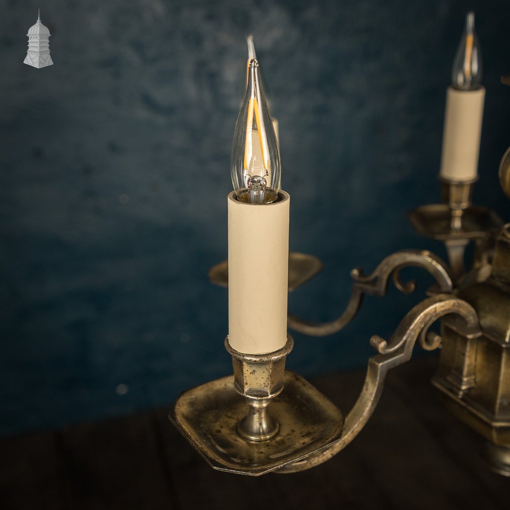 Antique Brass Six Light Candle Chandelier