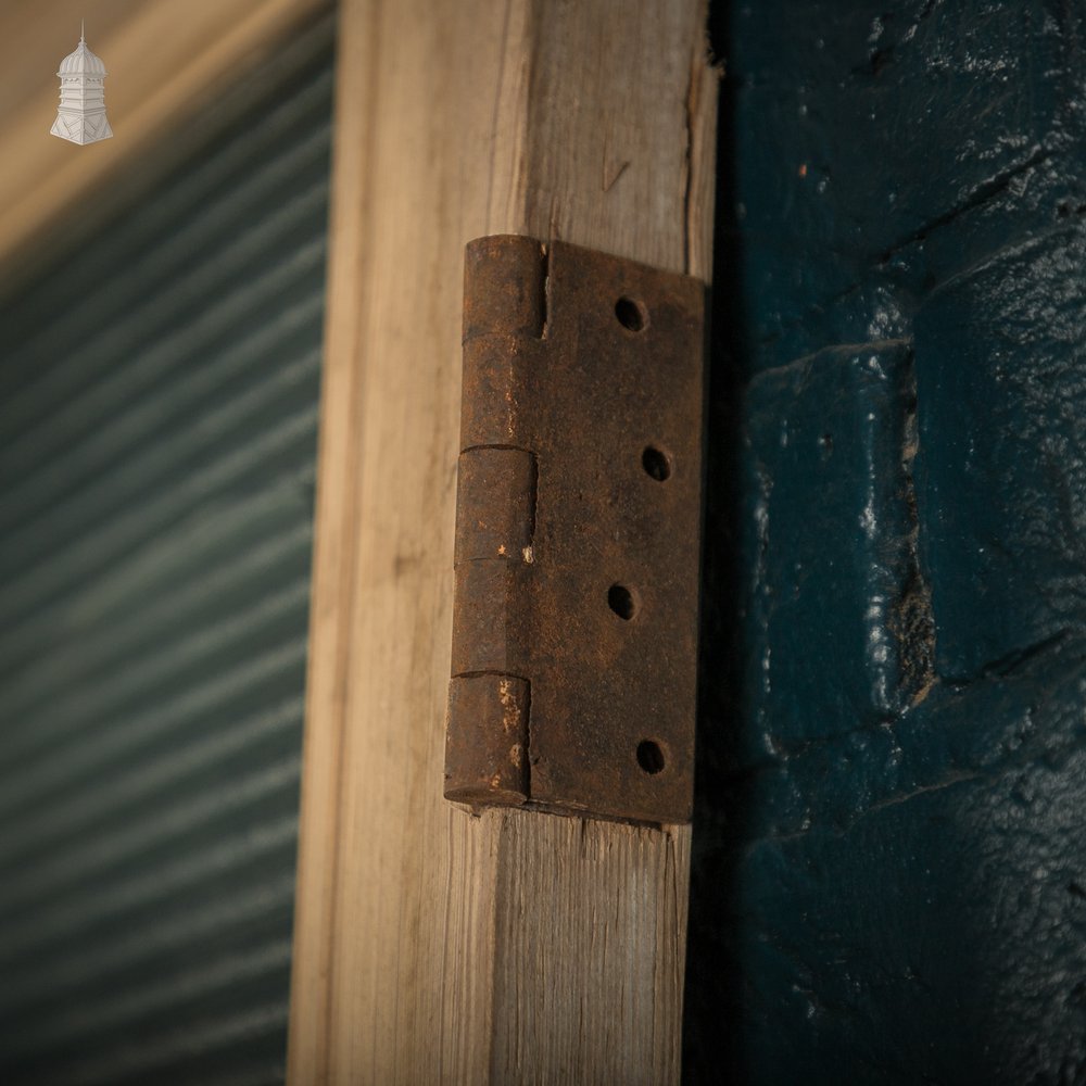 Glazed Pine Door, 7 Panel Pitch Pine, Top Panel Glazed with Wired Glass