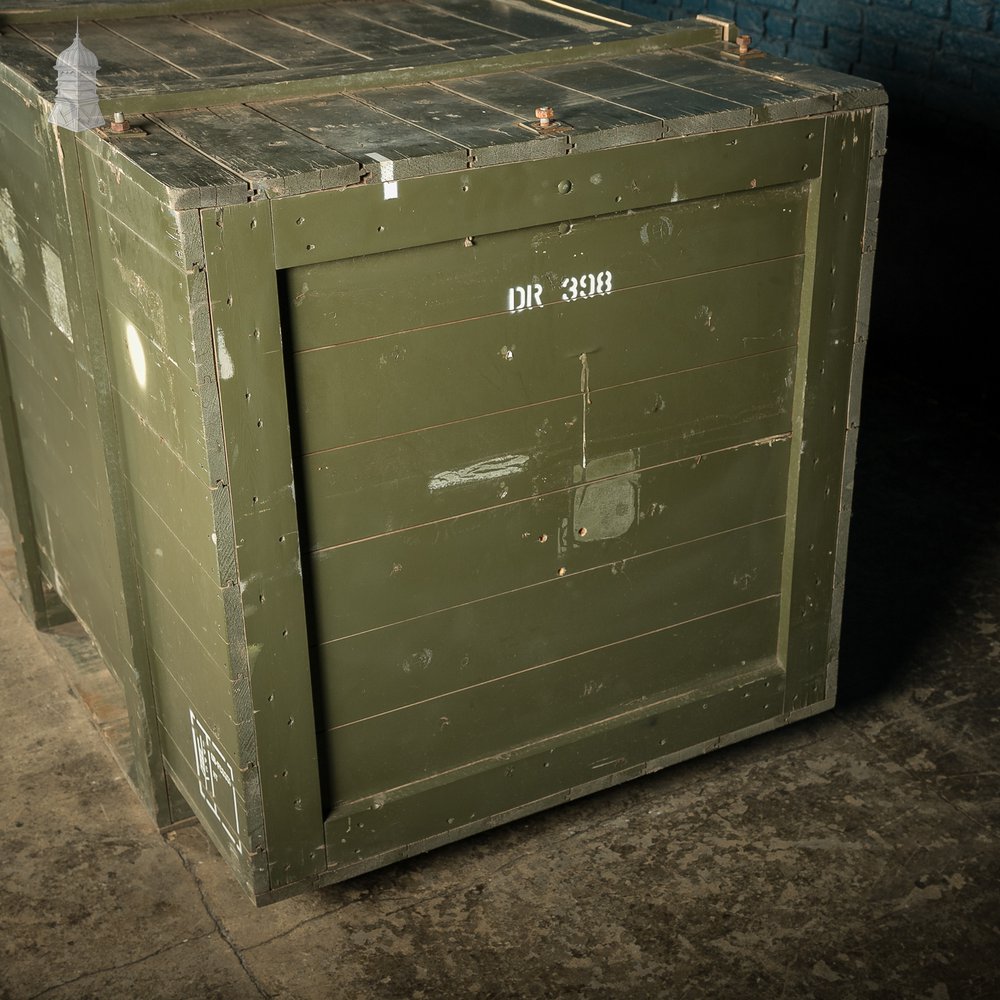 Large Green Painted Aircraft Parts Shipping Crate Reclaimed From a Norfolk RAF Base