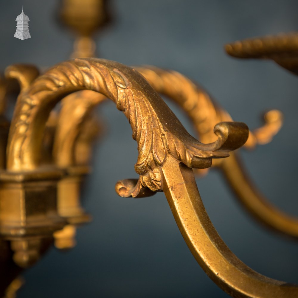 Antique Brass Twelve Light Candle Chandelier