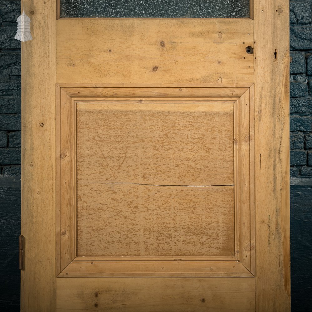 Half Glazed Door, Pine 3 Panel, 2 Upper Panels fitted with ‘Arctic’ Style Textured Glass