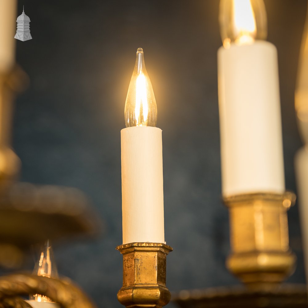 Antique Brass Twelve Light Candle Chandelier