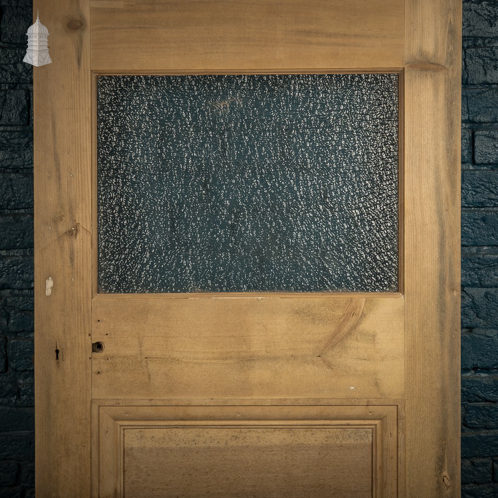 Half Glazed Door, Pine 3 Panel, 2 Upper Panels fitted with ‘Arctic’ Style Textured Glass