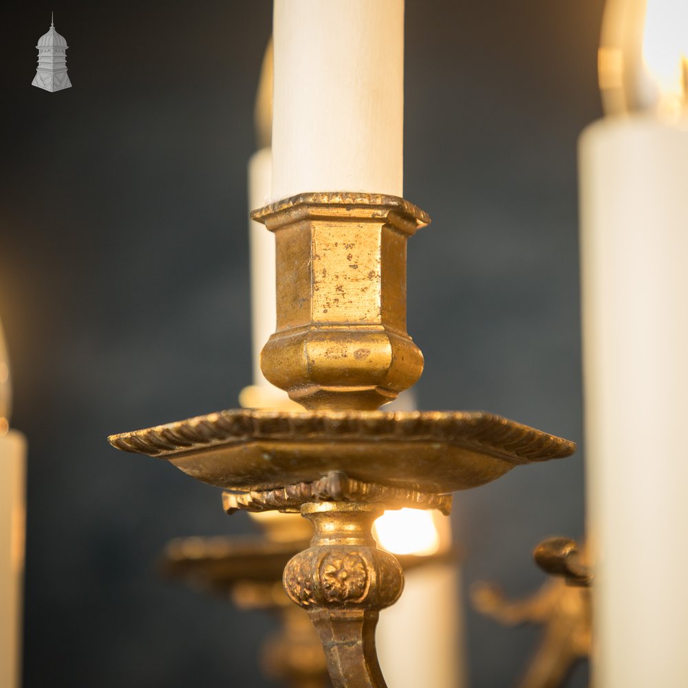 Antique Brass Twelve Light Candle Chandelier